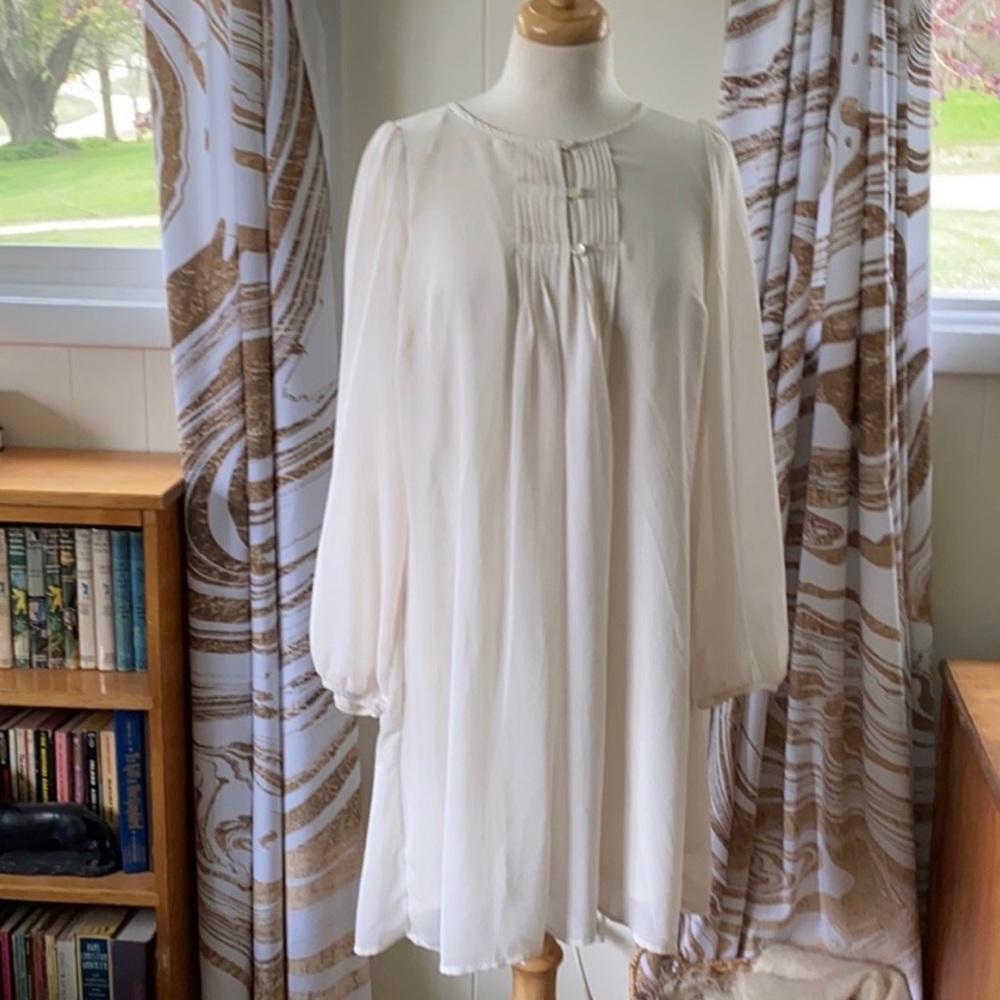 Off White Belted Shift Dress